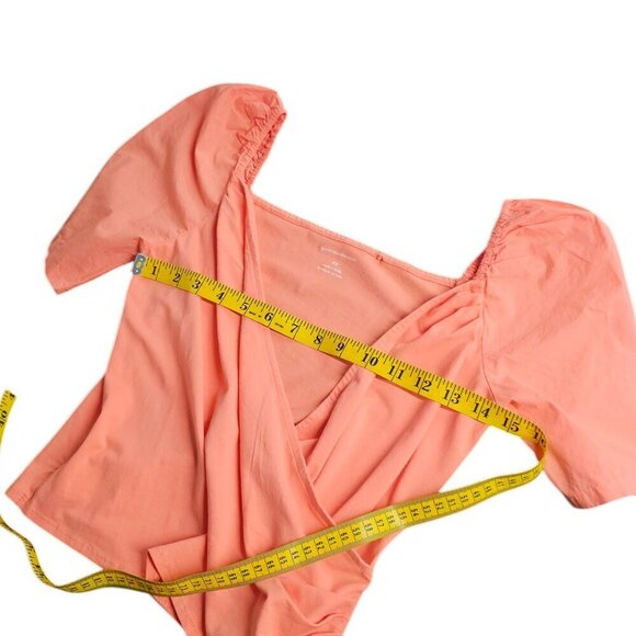 Anthropologie Puff Sleeve V-Neck Crossover Cotton Stretch Top Size XS - Picture 4 of 10